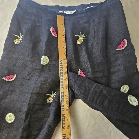 Talbots Irish Linen Pants 14 petite Fruit Tropical Vacation Beach Pull On - Picture 5 of 12